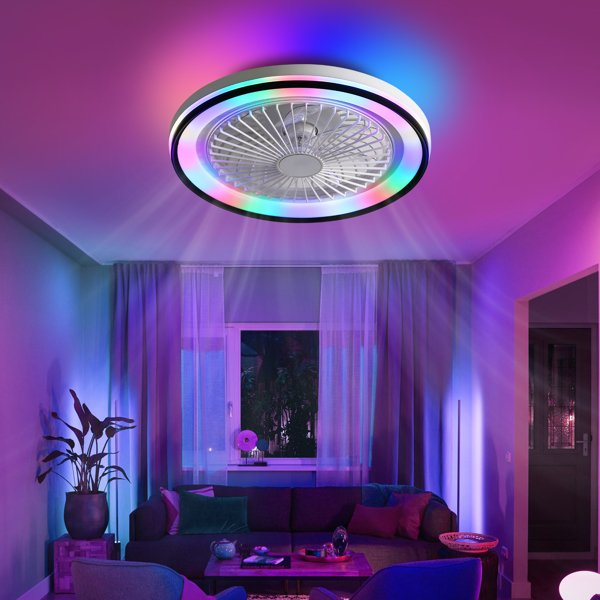 Embedded System Fan Led Project 19 Inch RGB Dimmable LED Enclosed Ceiling Fan With Embedded Bladeless 6 ...