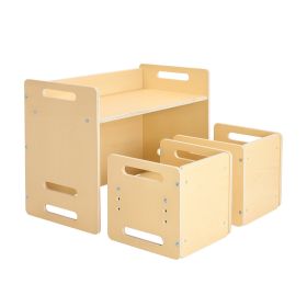 VEVOR Montessori Weaning Table and Chair Set, Wooden Toddler Table and Chair Set with 2 Chairs, Adjustable Height Montessori Chair and Activity T