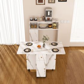 Multifunctional Folding Dining Table with Wall-Mounted Sideboard & Storage for Small Apartments(wihte)