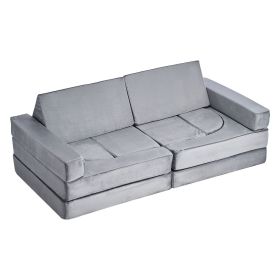 VEVOR Modular Kids Play Couch, Sectional Toddler Sofa with Armrests, 28D Sponge & Short Pile