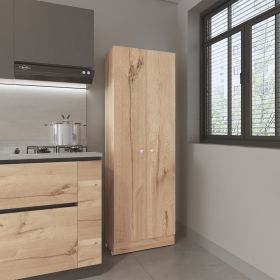 Buxton Rectangle 2-Door Storage Tall Cabinet Light Oak and Black Wengue