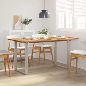 Dining Table Acacia wood grain and silver legs