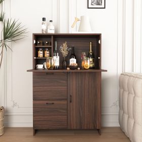 Desk Cabinet, with Storage Drawer & Shelves, Fold-up Desktop, Ideal for Home, Office, Dormitory, Small Spaces W31.49"xD13.78"xH47.2"