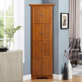 4-Tier 72" Corner Kitchen Pantry Storage Cabinet with 8 Doors Tall Storage Cabinet, Corner Cabinet and Adjustable Shelves