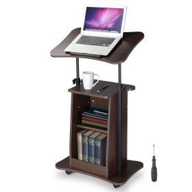 Wood Lectern Podium Stand with Detachable Storage Shelf