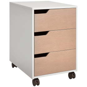 3 Drawer File Cabinet, Mobile Vertical Filing Cabinet with Wheels, Printer Stand with Storage for Home Office, Oak