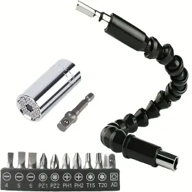 Universal Socket Wrench Self-adjusting Socket Suitable For Standard Ratchet Wrench Electric Drill Adapter 1pc 11.6-inch Flexible Drill Bit Extens (Option: Universalsetupgrade)