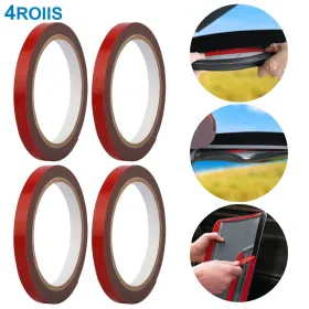 4 Rolls Car Double Sided Tapes Heavy Duty Double Sided Foam Tapes Strong Mounting Adhesive Tapes (Option: red)