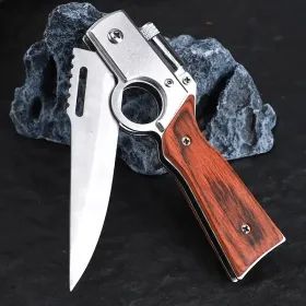 Versatile Tactical Knife With Stainless Steel Blade - Ergonomic Handle, Quick-Deploy Thumb Holes For Ambidextrous Use, Pocket Clip Included - Per (Option: Style1)