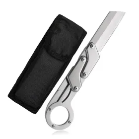 Stainless Steel Compact Folding Knife - Lightweight, Sharp Blade, Two-handed Grip, Durable Design For Outdoor Survival And Tactical Use - The Per (Option: silver)