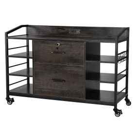 VEVOR 2 Drawers Metal File Cabinet, Lateral Filing Cabinet with Lock and 6 Open Shelves (Default: Default)