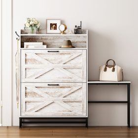 Shoe Cabinet, Entry Home Shoe Cabinet, Entrance Balcony Storage Cabinet, Large Capacity Shoe Rack, White (Color: as Pic)