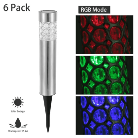 Solarek 6 Pack Outdoor Solar Light IP44 Waterproof RGB Garden Lamp Landscape Lawn Decor Light (Option: silver)