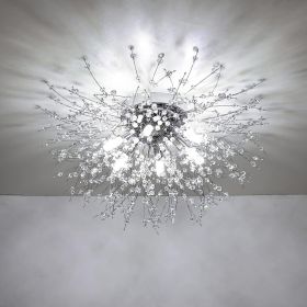 Crystal Flush Mount Ceiling Light, Modern Sputnik Firework Close To Ceiling Lamp, LED Ceiling Light (Option: silver)